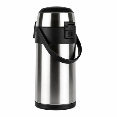 Geepas GVF5262 2.5L Stainless Steel Airpot Flask | Vacuum Insulated Hot & Cold Beverage Dispenser | One-press pump dispenser | Child safety lock  | Wide-mouth design