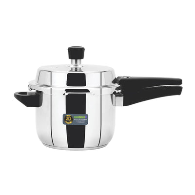 Royalford RF10184N 3L stainless steel pressure cooker with induction compatibility| durable mirror finish body with improved pressure regulator, strong handles