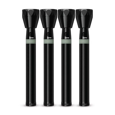 Geepas GFL4601 Rechargeable LED Flashlight 4PCS Combo | 7W CREE LED | 5000mAh Battery | 2000m Beam Range | Aircraft-grade aluminium body | Stable &regulated light output
