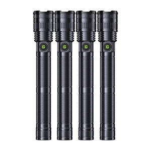 Geepas GFL4639 20W Zoomable LED Flashlight 4PCS Combo | Rechargeable Torch |Up to 2000-Meter Beam Distance | 6000mAh Rechargeable Li-ion Battery | USB Type-C Charging