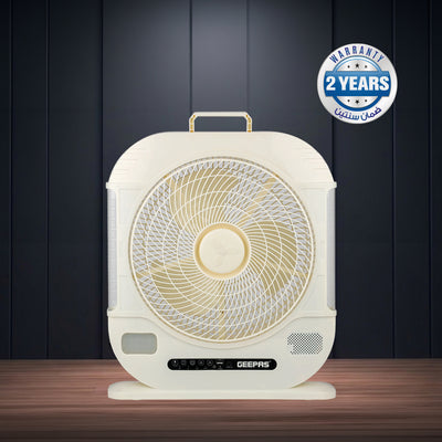 Geepas GF21190 12” Rechargeable Fan with Remote Control | 20 Hours Battery Backup| LED Light| USB Charging | Adjustable Speed| Energy Efficient Design| 2 Years Warranty