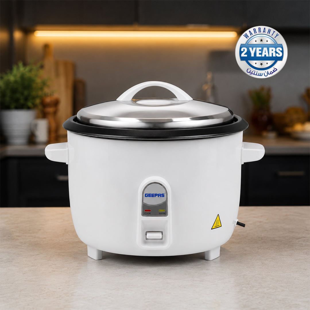Geepas GRC4325 Multifunction Rice Cooker | 1L Capacity | 3-in-1 Cook | Steam & Keep Warm | Removable Non-Stick Inner Pot | Glass Lid | 400W | Cool-touch handles