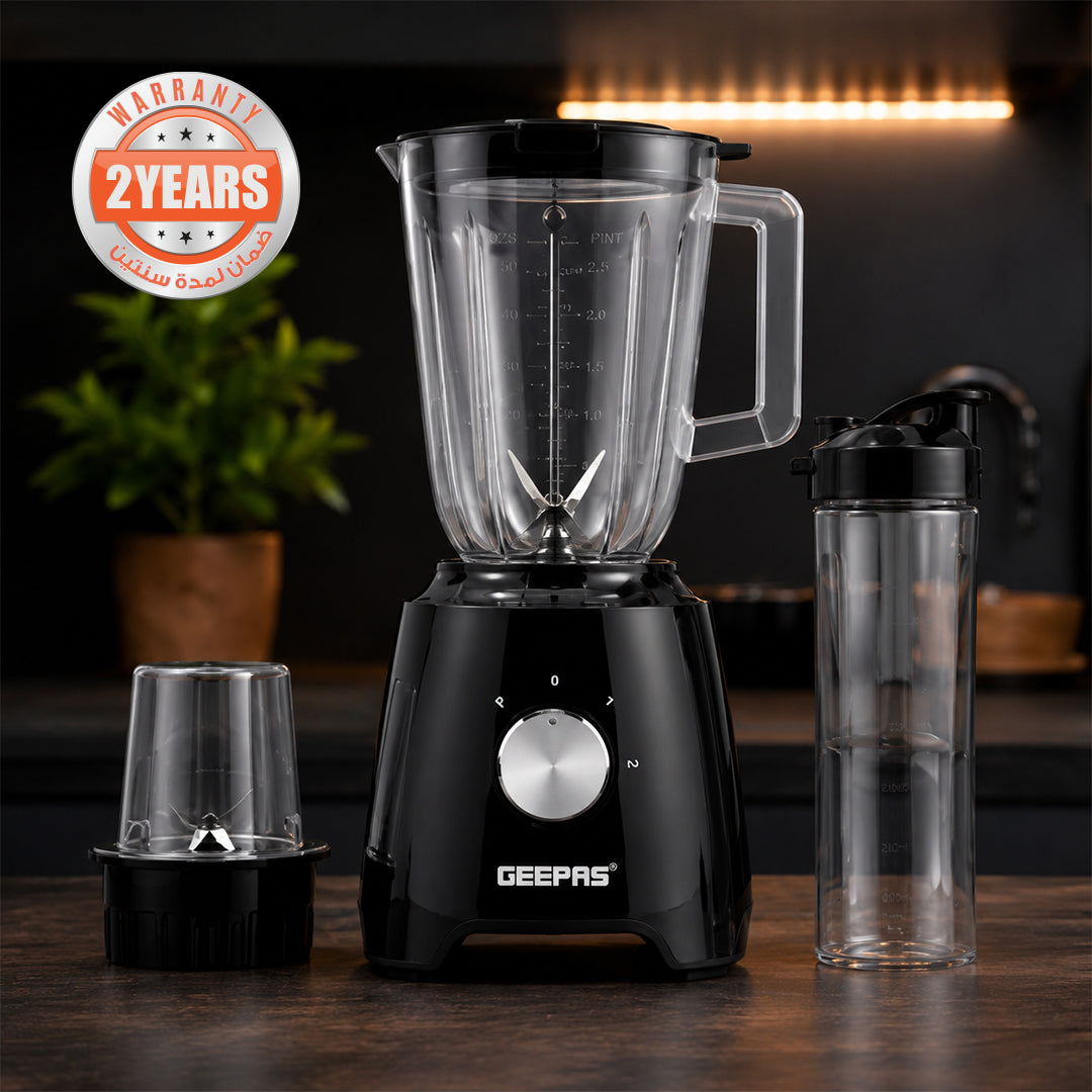 Geepas 3-in-1 Super Blender | 2 Speed and Pulse Function | GSB44033 | 1.5L & 500ml BPA Jar | Blender for Smoothie, Milkshake |Coffee/Spice Grinder Mill & Food Jug Blender