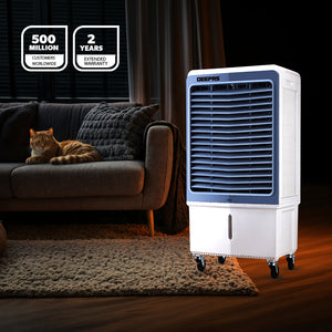 Geepas GAC16021 Digital Air Cooler | 60L Tank |200W Powerful Motor | Remote Control with Dual Modes | 3 Speed Settings with Timer | Portable Cooler with Ice Box & Wheels