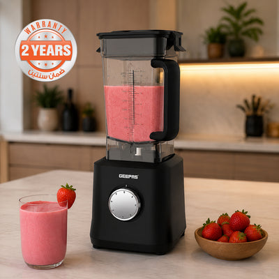 Geepas GSB44078 2000W Professional Blender |2L High-Speed Blender with 5 Speeds | 6-Wing Stainless Steel Blades | Clear Measuring Jar | Overheat Protection |Easy to Clean