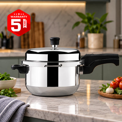 Royalford RF8420 Apple Pressure Cooker 8L | Induction & LPG Compatible | Anti-Bulging Base| Uniform Heating| ISI Marked Gasket for Hygienic Cooking| 5 Years Warranty