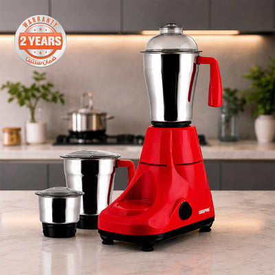 Geepas GSB5081 750W 3-in-1 Mixer Grinder | 3 Stainless Steel Jars | Powerful 750W Copper Motor  | 3-Speed Control with Pulse Function | Easy to Clean | 2-Year Warranty