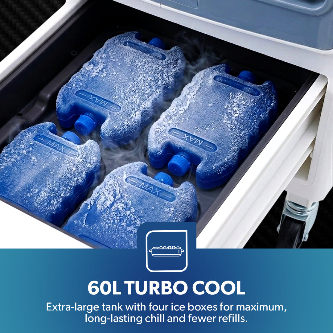 Geepas GAC16021 Digital Air Cooler | 60L Tank |200W Powerful Motor | Remote Control with Dual Modes | 3 Speed Settings with Timer | Portable Cooler with Ice Box & Wheels
