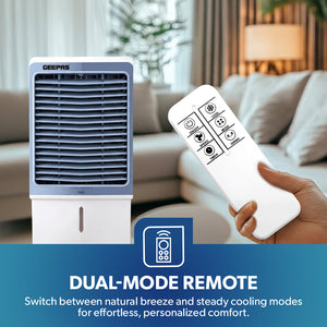 Geepas GAC16021 Digital Air Cooler | 60L Tank |200W Powerful Motor | Remote Control with Dual Modes | 3 Speed Settings with Timer | Portable Cooler with Ice Box & Wheels