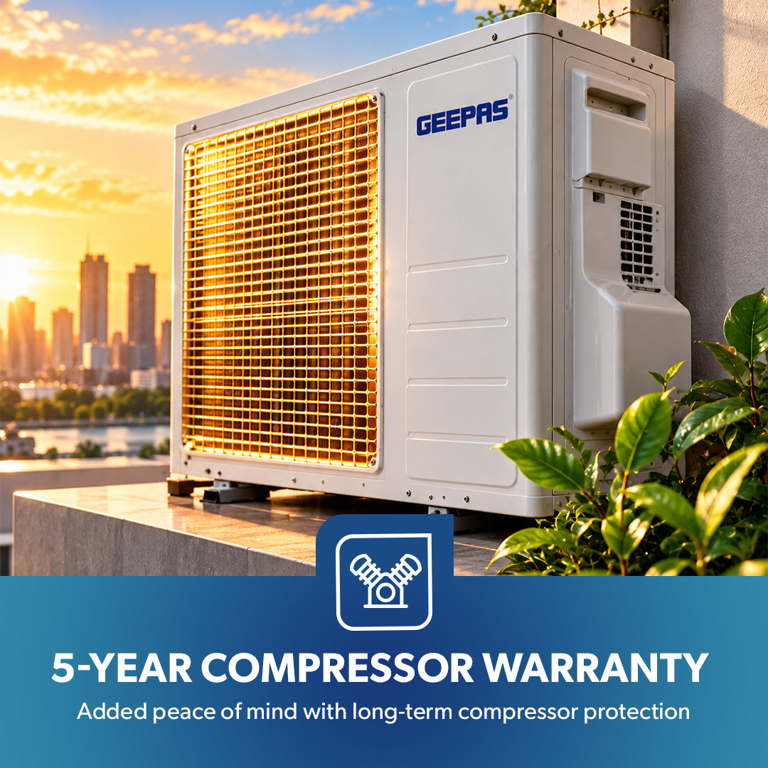 Geepas GACS3025CUE 2.5 Ton Split Air Conditioner | 30000 BTU AC with LED Display & 4D Air Flow | 4D Air Flow Technology | Self-Cleaning Function |Golden Fin Condenser