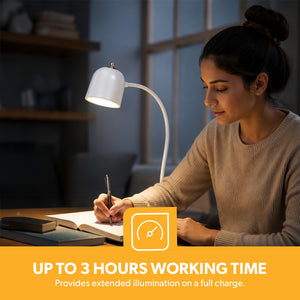 Geepas GE53026 Rechargeable Desk Lamp | 1200mAh LED Lamp |20 Natural Light SMD LEDs | Up to 3 Hours Working Time  | Flicker-Free Lighting |Touch Control |2-Year Warranty
