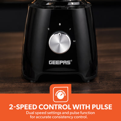 Geepas 3-in-1 Super Blender | 2 Speed and Pulse Function | GSB44033 | 1.5L & 500ml BPA Jar | Blender for Smoothie, Milkshake |Coffee/Spice Grinder Mill & Food Jug Blender