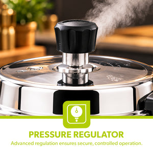 Royalford RF10184N 3L stainless steel pressure cooker with induction compatibility| durable mirror finish body with improved pressure regulator, strong handles