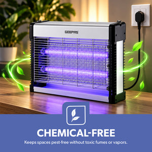 Geepas GBK25609 Electric Insect Killer 12W | Dual 6W UV Tubes | Chemical-Free Fly & Mosquito Killer | no toxic fumes or vapors | Advanced insect control technology