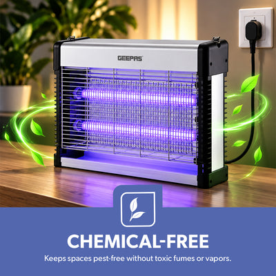 Geepas GBK25609 Electric Insect Killer 12W | Dual 6W UV Tubes | Chemical-Free Fly & Mosquito Killer | no toxic fumes or vapors | Advanced insect control technology