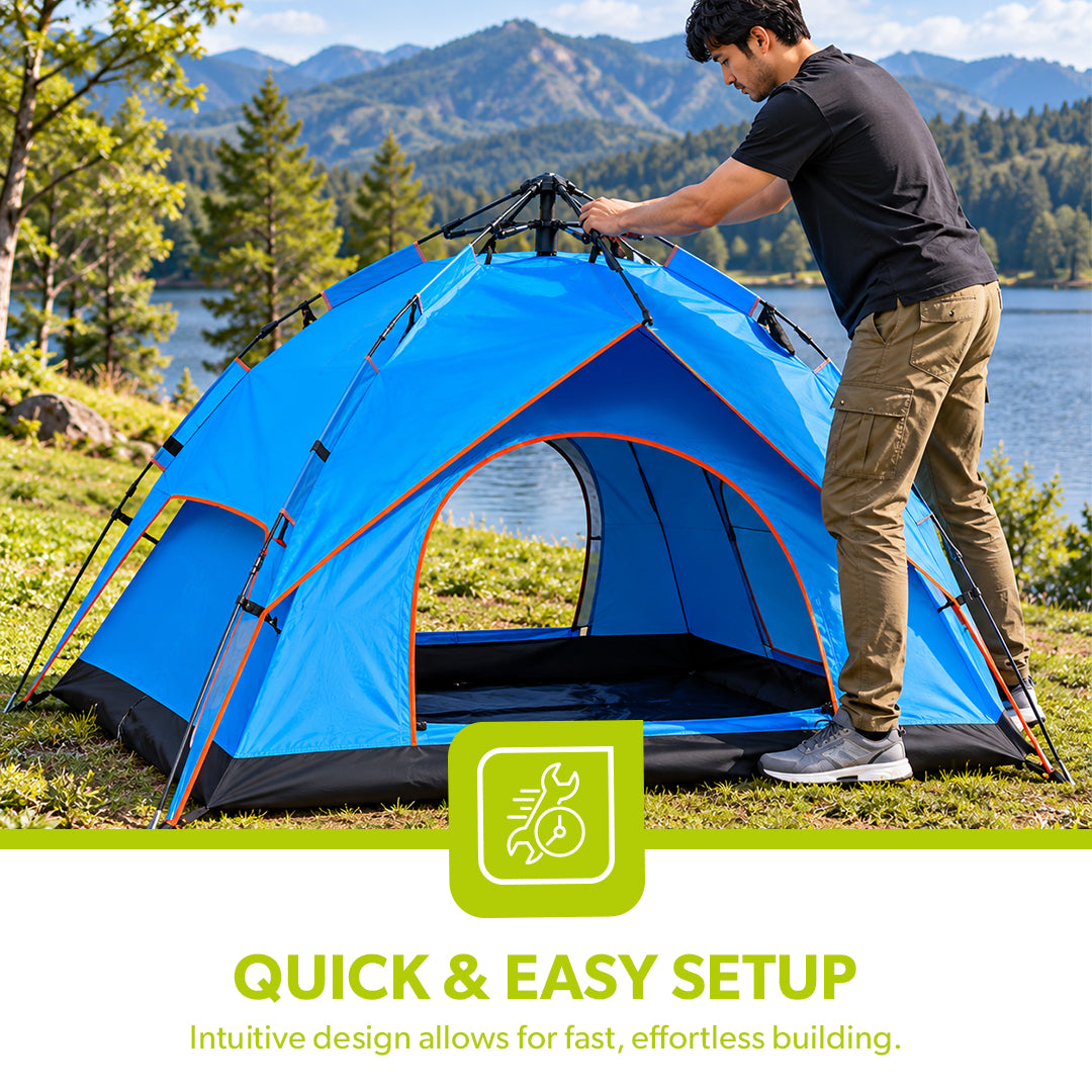 Royalford RF10301 8 Person Season Tent | Waterproof & Durable Camping Tent with Quick Easy Setup | Spacious Portable Outdoor Shelter for Camping, Travel, Hiking  Etc