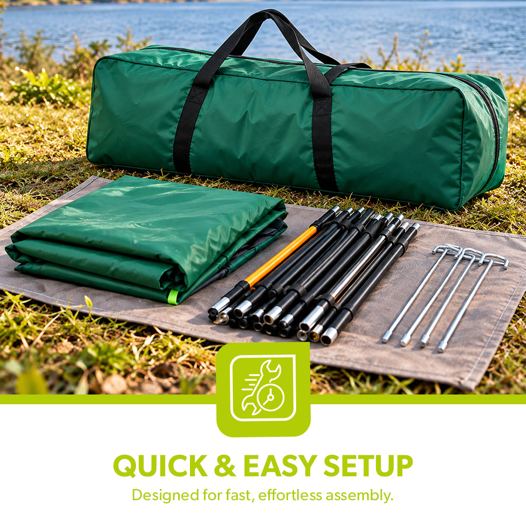 Royalford RF10299 4 Person Season Tent | Waterproof & Durable Camping Tent with Quick Easy Setup | Portable Outdoor Shelter for Camping, Travel, Hiking & Adventure