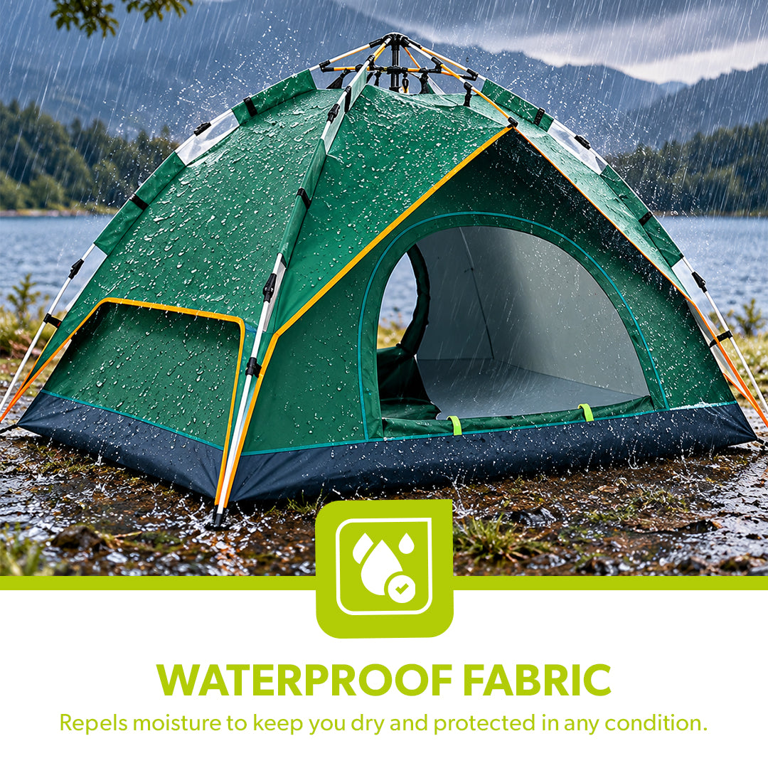 Royalford RF10299 4 Person Season Tent | Waterproof & Durable Camping Tent with Quick Easy Setup | Portable Outdoor Shelter for Camping, Travel, Hiking & Adventure