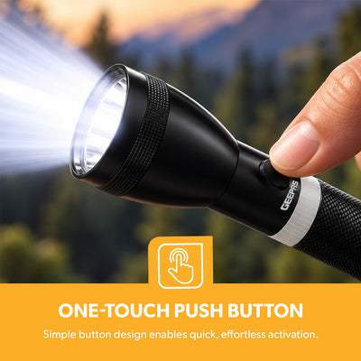 Geepas GFL4641 Rechargeable LED Flashlight 7W | 3000mAh Li-Ion Battery | Aircraft-Grade Aluminium Torch | Compact and ergonomic design |One-touch push button operation