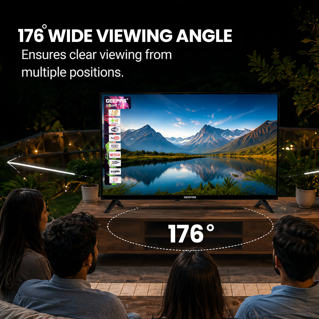 Geepas GLED3202SEHD 32-Inch Smart LED TV | HD Ready Android TV with HDMI & USB | MEMC Technology | HQ Sound System | Full Color Optimizer | Energy Saving Technology