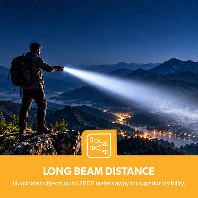 Geepas GFL4601 Rechargeable LED Flashlight 4PCS Combo | 7W CREE LED | 5000mAh Battery | 2000m Beam Range | Aircraft-grade aluminium body | Stable &regulated light output