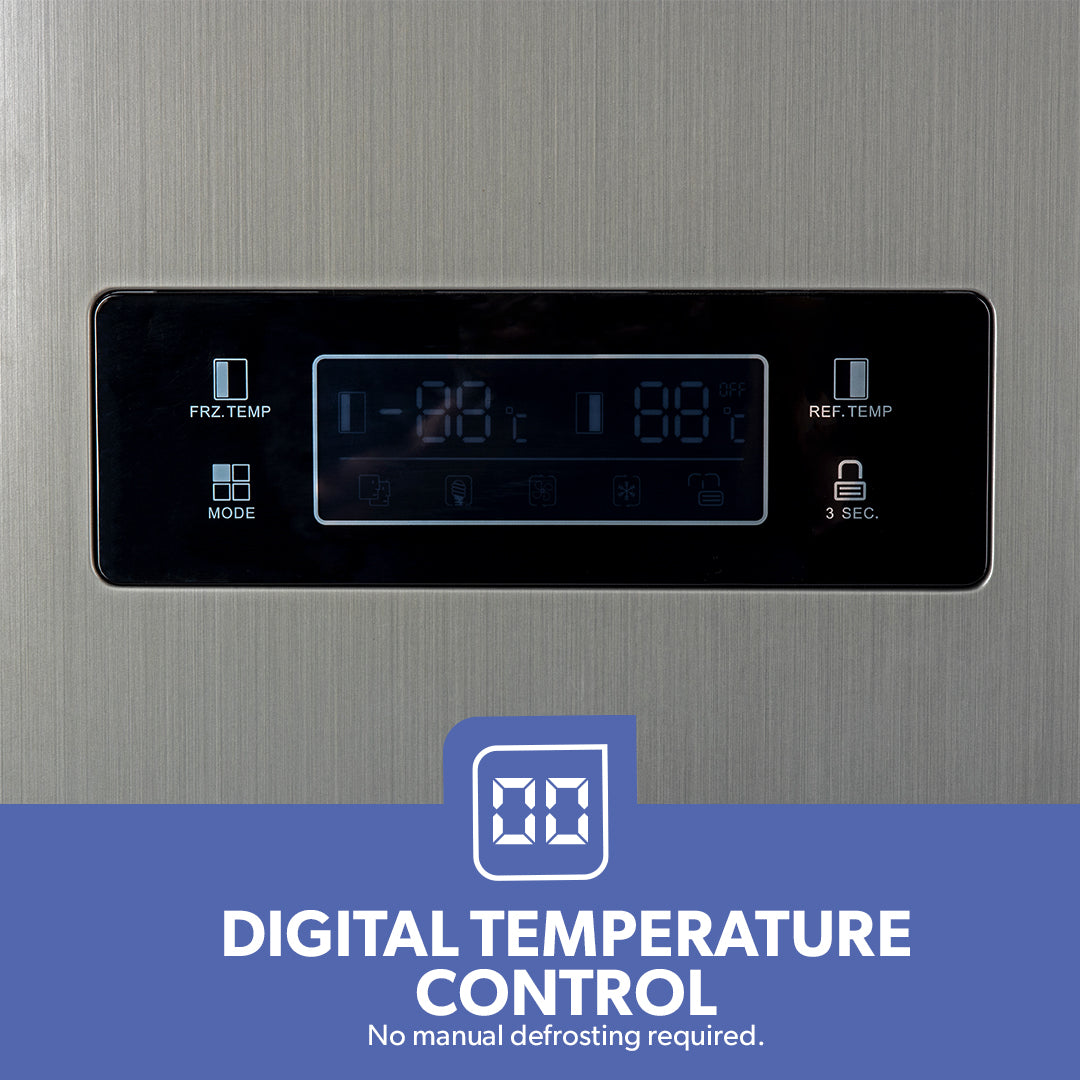Geepas GRFS6521SXHN Side by Side Refrigerator|650L No Frost Inverter Fridge |Digital temperature control display |tempered glass shelves |Twist ice maker |1-Year Warranty