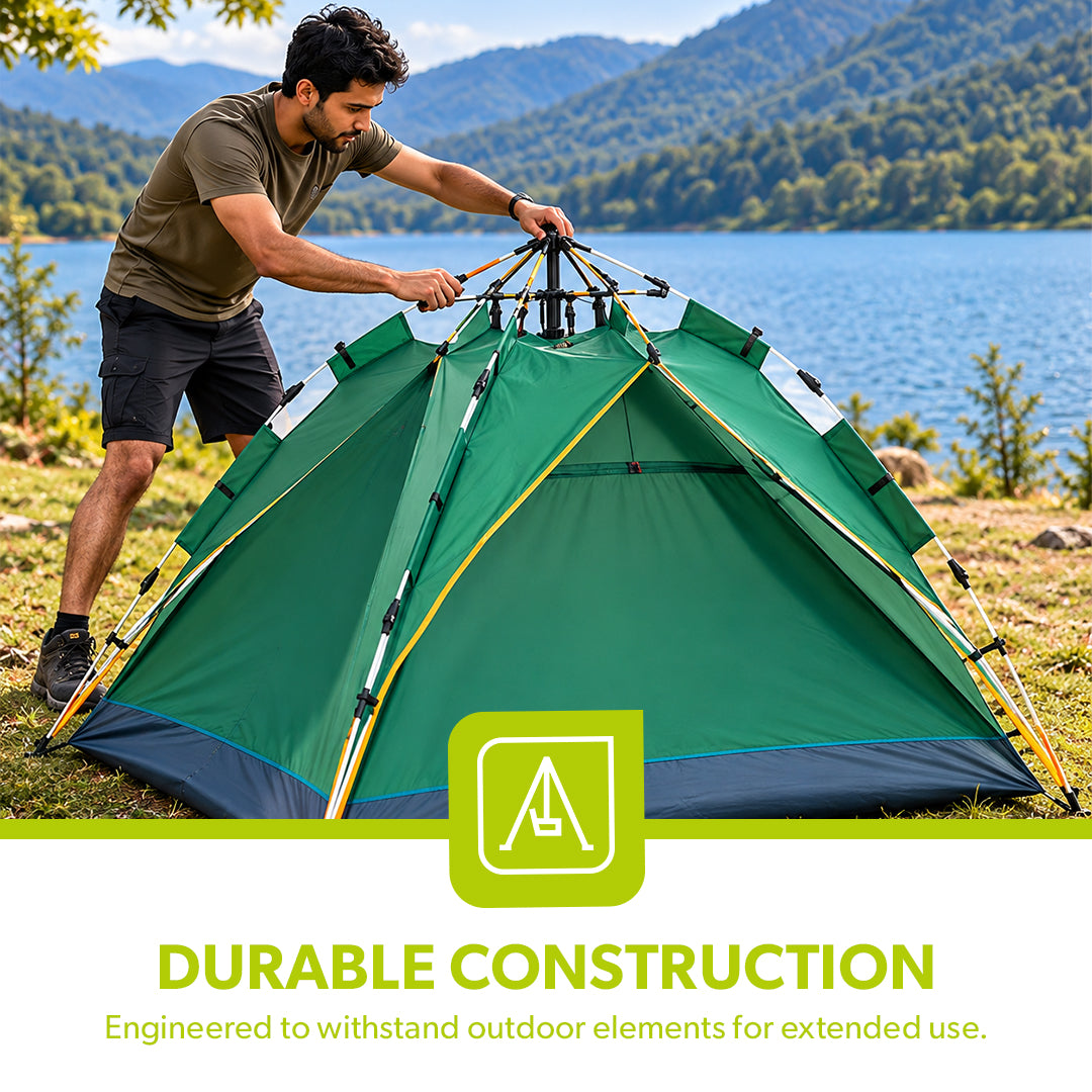 Royalford RF10299 4 Person Season Tent | Waterproof & Durable Camping Tent with Quick Easy Setup | Portable Outdoor Shelter for Camping, Travel, Hiking & Adventure