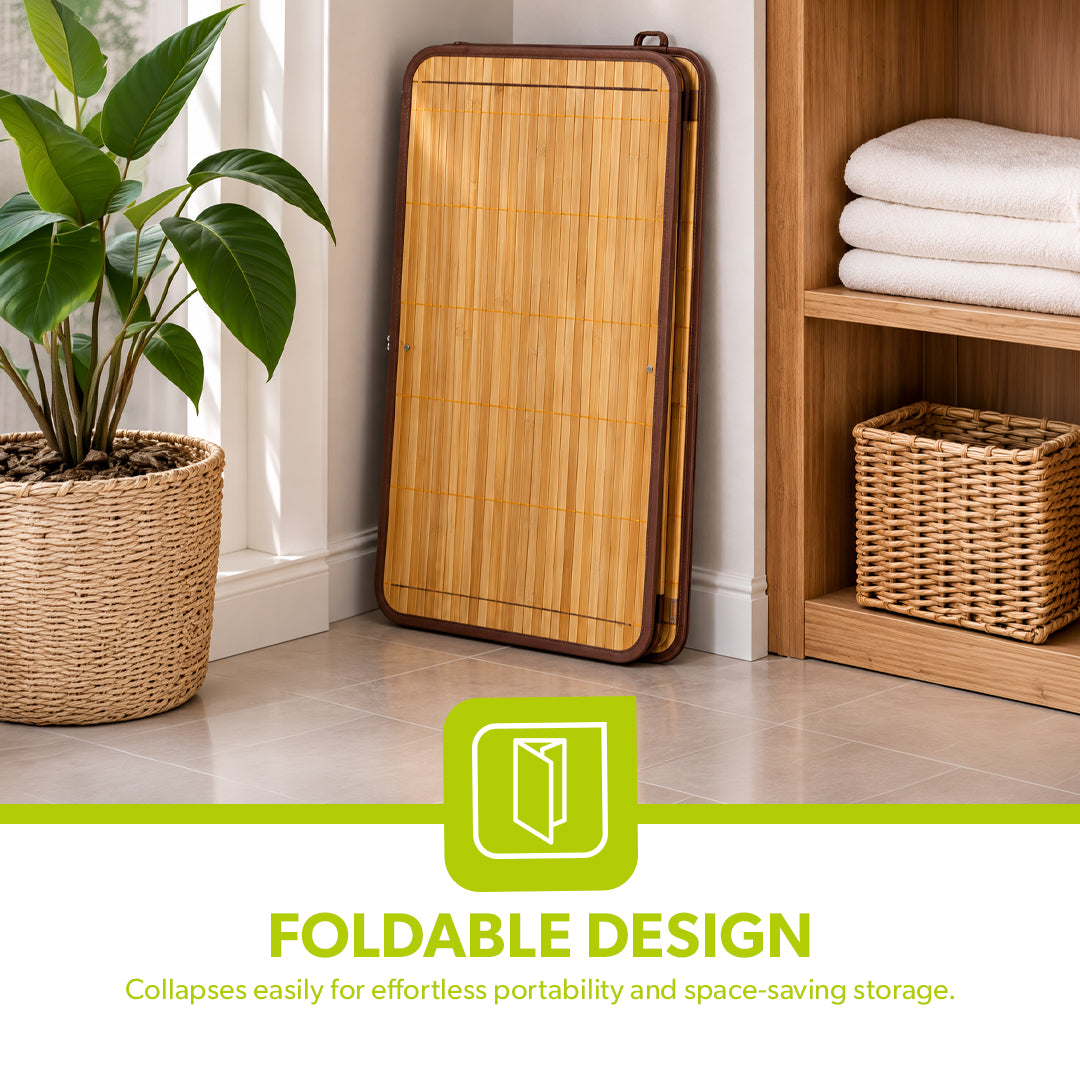 Royalford RF8851 Foldable Bamboo Laundry Hamper Square with Lid  | Eco-Friendly Laundry Storage Basket  | Perfect for Bathroom & Bedroom with Space Saving Design