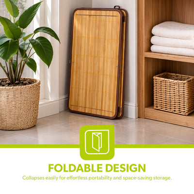 Royalford RF8851 Foldable Bamboo Laundry Hamper Square with Lid  | Eco-Friendly Laundry Storage Basket  | Perfect for Bathroom & Bedroom with Space Saving Design