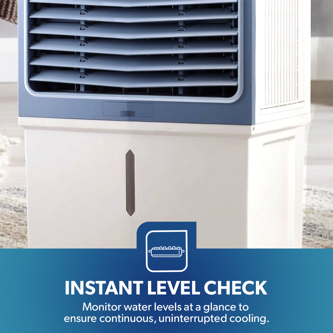 Geepas GAC16021 Digital Air Cooler | 60L Tank |200W Powerful Motor | Remote Control with Dual Modes | 3 Speed Settings with Timer | Portable Cooler with Ice Box & Wheels