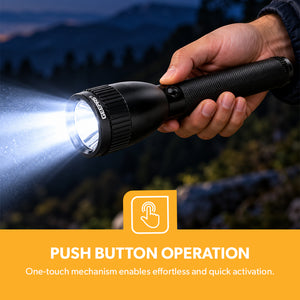 Geepas GFL3894 Rechargeable Waterproof LED Flashlight | 7W LED | 5000mAh Li-Ion Battery | Aircraft-grade aluminium body | Up to 4 hours s working | One-touch push button