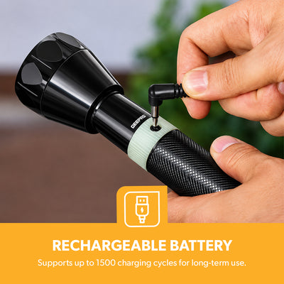 Geepas GFL4601 Rechargeable LED Flashlight 4PCS Combo | 7W CREE LED | 5000mAh Battery | 2000m Beam Range | Aircraft-grade aluminium body | Stable &regulated light output