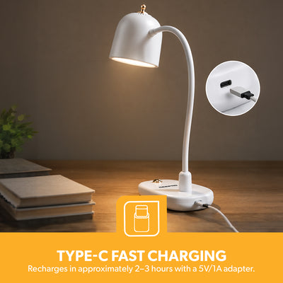 Geepas GE53026 Rechargeable Desk Lamp | 1200mAh LED Lamp |20 Natural Light SMD LEDs | Up to 3 Hours Working Time  | Flicker-Free Lighting |Touch Control |2-Year Warranty
