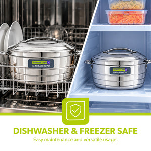 Royalford RF12856 Insulated Hot Pot 1600ml | Double Wall Stainless Steel Casserole | Twist Lock Lid| PU Insulation| Durable Outer Body| Food Warmer for Home & Travel Use