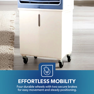 Geepas GAC16021 Digital Air Cooler | 60L Tank |200W Powerful Motor | Remote Control with Dual Modes | 3 Speed Settings with Timer | Portable Cooler with Ice Box & Wheels