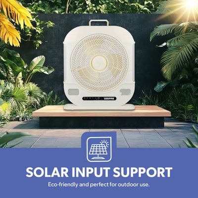 Geepas GF21190 12” Rechargeable Fan with Remote Control | 20 Hours Battery Backup| LED Light| USB Charging | Adjustable Speed| Energy Efficient Design| 2 Years Warranty