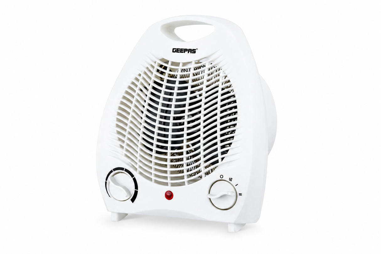 Geepas GFH9518 Fan Heater | 2000W/1000W Dual Heating Power with Adjustable Thermostat| Power Indicator Light | Overheat Protection | Portable Design | 2 Years Warranty