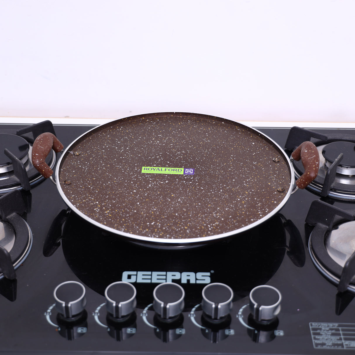 Royalford 35CM Multi-Purpose Round Tawa RF8378 | 5-Layer Granite Non-Stick Coating| 4.5MM Heavy Aluminium Body| Heat-Resistant Handles|  Multi-Cooktop Compatible