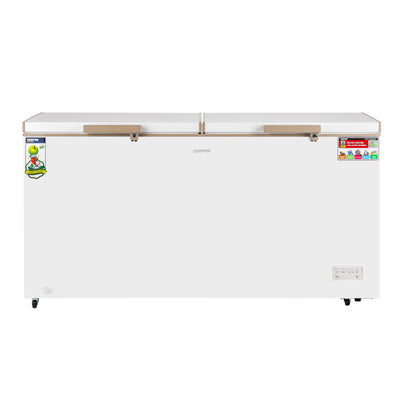 Geepas GCF55019WAH 550L Chest Freezer | Turbo Cooling | LED Light | Adjustable Thermostat | Lock & Key | 100% HCF Free | High-Efficiency Cooling | 1-Year Warranty