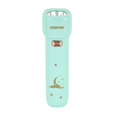 Geepas GFL51092  Rechargeable LED Flashlight | Type-C Charging | 1500mAh Lithium Battery | 1W High Brightness LED | Up to 17 Hours Working Time | For Emergency Torch Uses