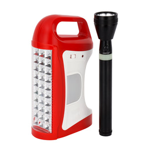 Geepas GEFL51029  Rechargeable LED Lantern & Flashlight | 2-in-1 Combo Emergency Lighting  | 30pcs SMD LED | CREE LED Torch | 60H Working Time | 2 Years Warranty