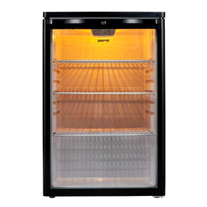 Geepas GSC1601BE Showcase Chiller 165L | Beverage Cooler with R600a Refrigerant | Lock & Key| Low Noise| Adjustable Temperature| Energy Efficient Design| 1 Year Warranty