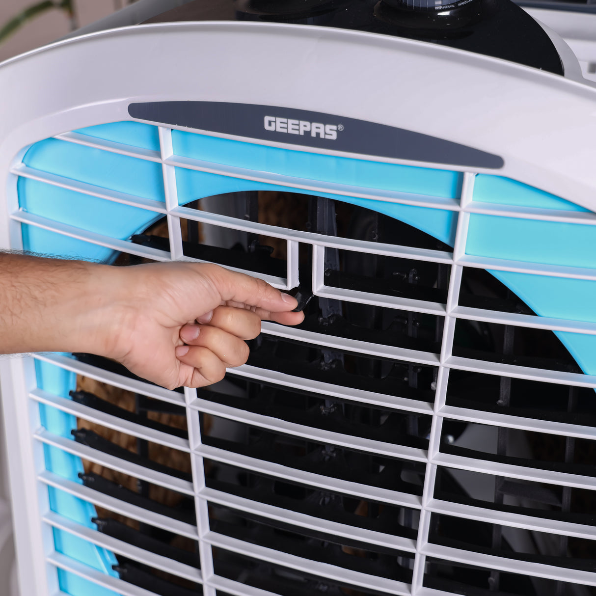 Geepas GAC1519H1 Desert Air Cooler | 100L Water Tank Capacity | 3-Side Honeycomb Pads, Bacteria Shield Technology|  Powerful Airflow & Rust-Free Body| 2 Years Warranty
