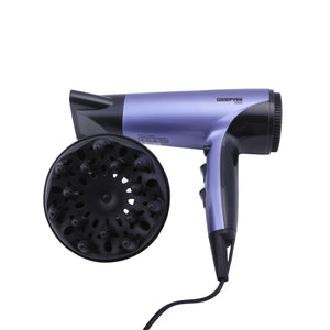Geepas GHD86017 Compact Travel Hair Dryer| 1800W Powerful DC Motor| 2 Speed & 3 Heat Settings| Ionic & Cool Shot Function| Removable Filter| Hang-Up Hook| 2-Year Warranty