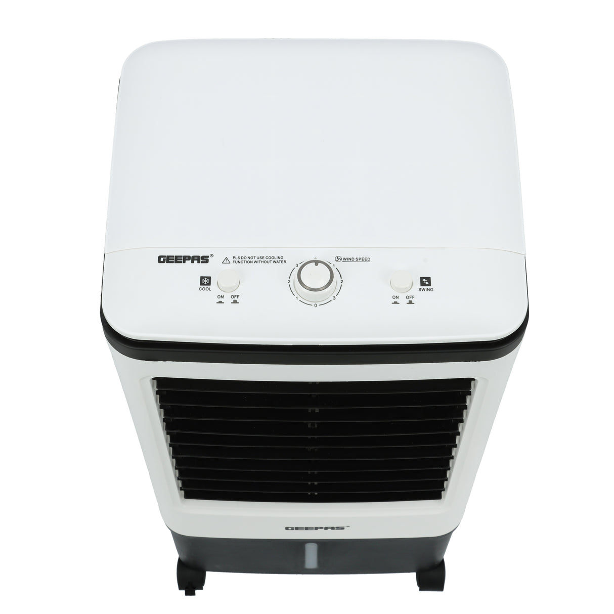 Geepas GAC9576 Air Cooler | 20L Water Tank | 80W Power | 3 Wind Speeds | 2000 m³/h Airflow | 4 Dry Ice Boxes | Automatic Swing | Manual Adjustment | 2 Years Warranty