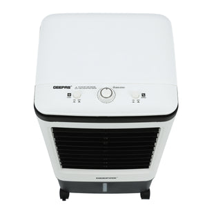 Geepas GAC9576 Air Cooler | 20L Water Tank | 80W Power | 3 Wind Speeds | 2000 m³/h Airflow | 4 Dry Ice Boxes | Automatic Swing | Manual Adjustment | 2 Years Warranty