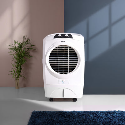 Geepas 45L Water Tank Capacity Air Cooler- GAC9603S/ Honeycomb Pads / Inverter Technology / Low Power Consumption / Multi-Directional Wheels/ Made in India/ White Color