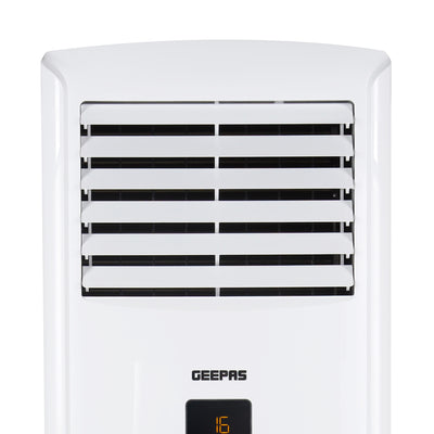Geepas 3.0 Ton Portable Air Conditioner T3- GACFS3634CA/ 32073 BTU Capacity, Piston Compressor, LED Display Panel/ Easy to Move Wheels, Self-Cleaning Function