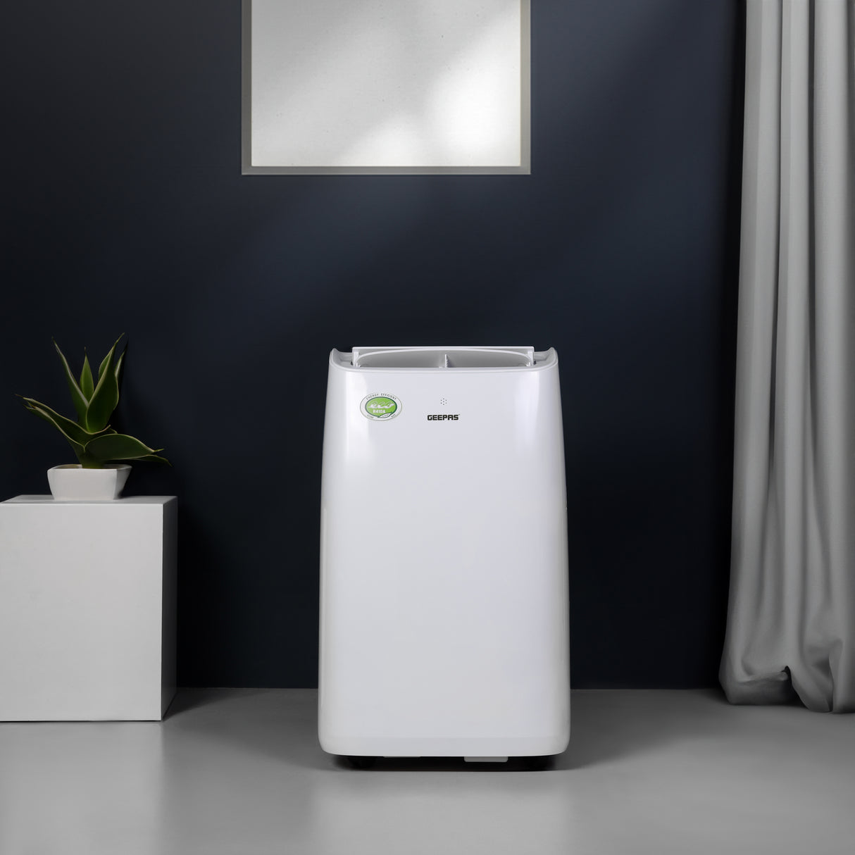 Geepas Portable Air Conditioner- GACP1216CU/ 3 Modes, 2 Speed Settings, Dehumidification, Self-Evaporation, Cooling/ Digital Display, Remote Control, 24 Hours Timer