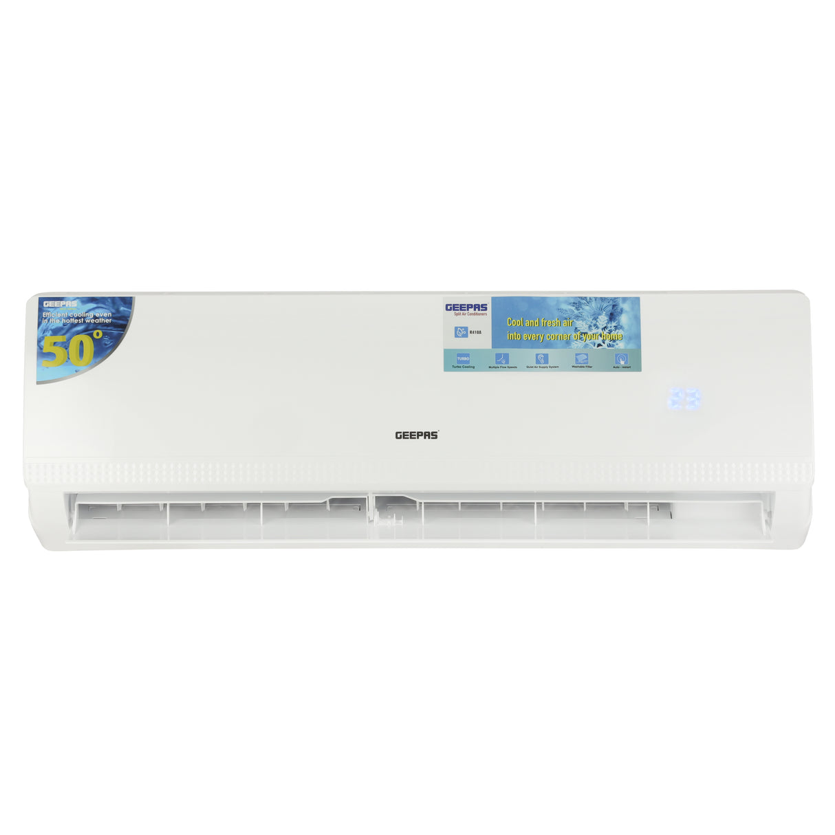 Geepas GACS1248TCU 1.0 Ton Split Type Air Conditioner | 12000 BTU Powerful Turbo Cooling | LED Display | Multiple Flow Speed | Quiet Air Supply System |  1-Year Warranty